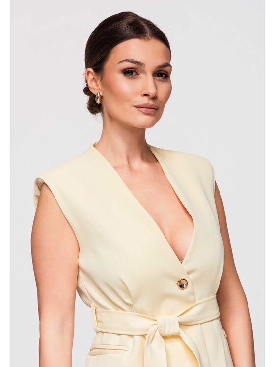 Ombre Ombre Kamizelka OW-VE-E0001 Żółty Slim Fit