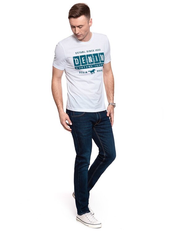 Mustang Mustang T-shirt ALEX C PRINT Bianco Regular Fit