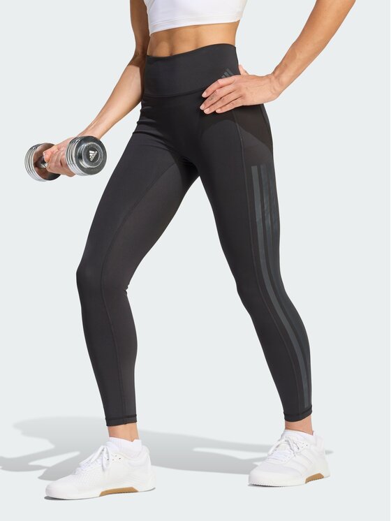 adidas adidas Legginsy Optime Workout 3-Stripes 7/8 Czarny Fitted Fit