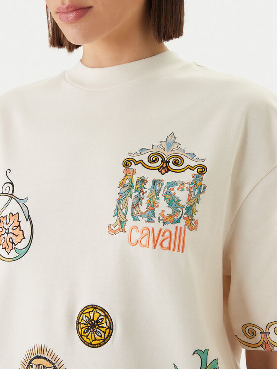 Just Cavalli Just Cavalli Тишърт 80PAHE08 CJ118 Бял Regular Fit