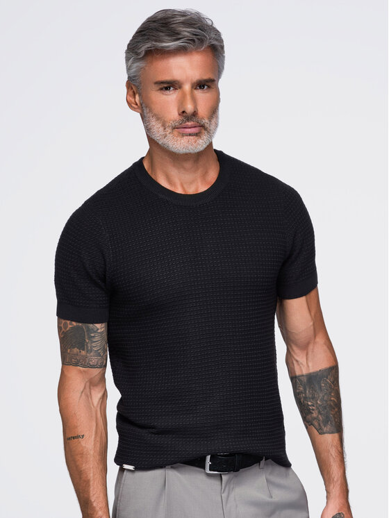 Ombre Ombre T-Shirt OM-TSCT-0303 Černá Slim Fit