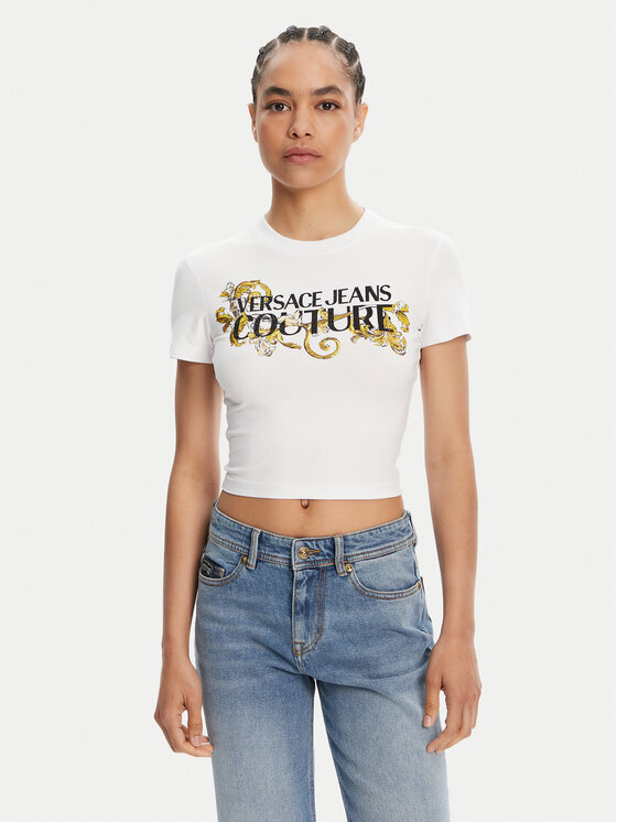 Versace Jeans Couture Versace Jeans Couture Tricou 78HAHC05 Alb Slim Fit