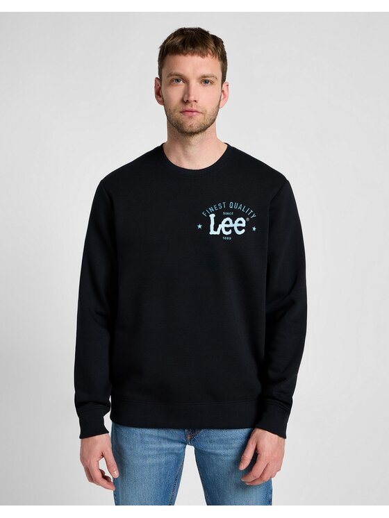 Lee Lee Bluza LOGO CREW SWS Czarny Regular Fit