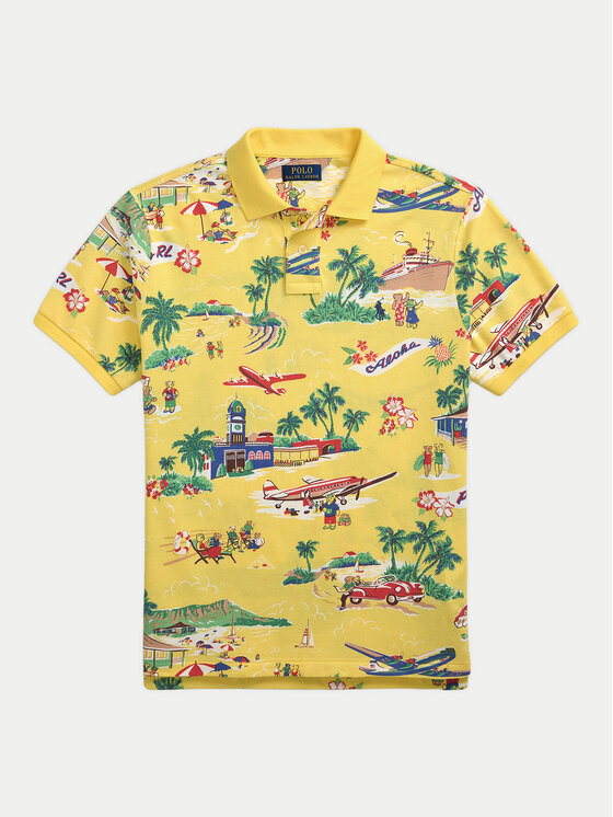 Polo Ralph Lauren Polo Ralph Lauren Тениска с яка и копчета 710963485001 Жълт Custom Slim Fit