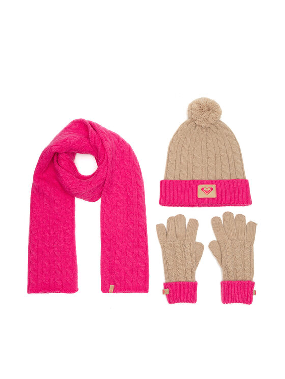 Roxy Zestaw czapka, szalik i rękawiczki RX-KF-001-AW24 Różowy