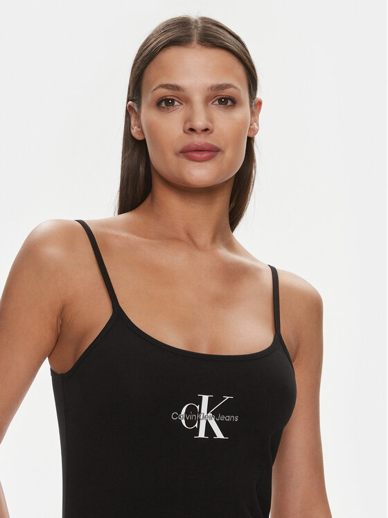 Calvin Klein Jeans Calvin Klein Jeans Φόρεμα καλοκαιρινό Monologo J20J223420 Μαύρο Slim Fit