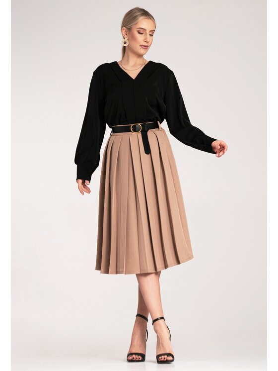 FIGL FIGL Spódnica plisowana M1154 Beżowy A-Line Fit