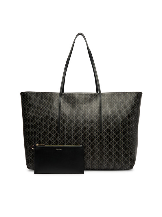 Calvin Klein Calvin Klein Τσάντα Emblem Aop Large Tote W/ Pouch LV04F3364G Μαύρο