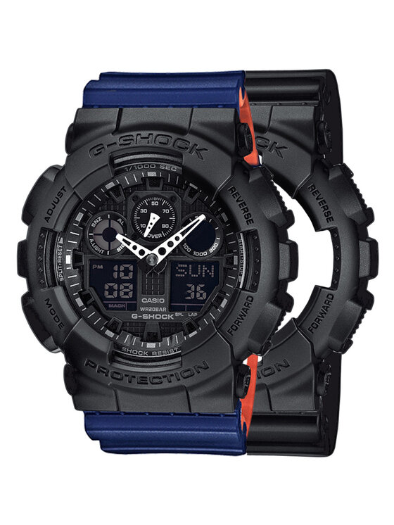 Casio Casio Zegarek SET GA-100-1A1ER + BEZEL 10358741 + PASEK 10527467 Niebieski