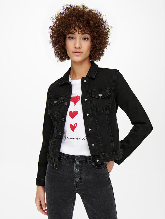 ONLY ONLY Джинсова куртка 15192447 Чорний Regular Fit