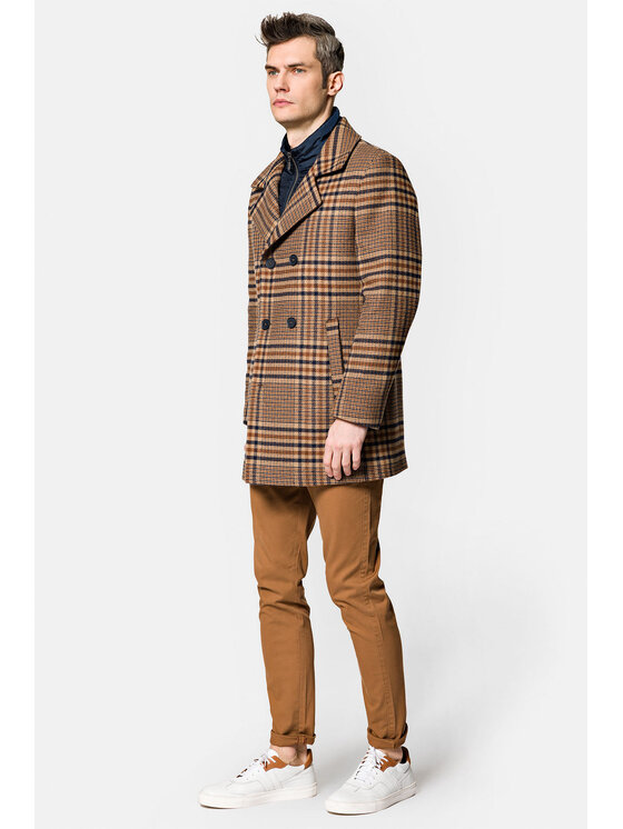 Lancerto Lancerto Płaszcz wełniany Dortmund KU054222000011 Kolorowy Regular Fit