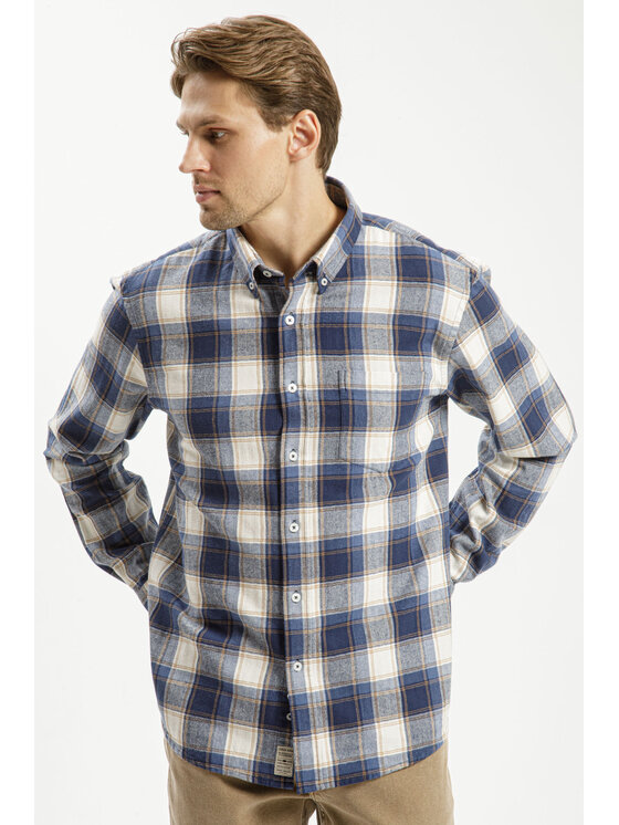 Cross Jeans Cross Jeans Koszula 35568-500 Niebieski Regular Fit