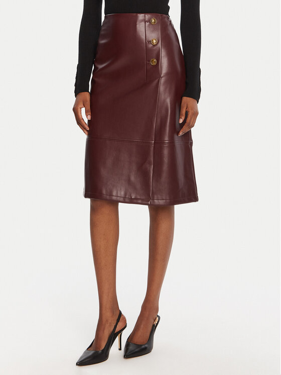 TWINSET TWINSET Suknja od imitacije kože 252TP2233 Tamnocrvena Regular Fit