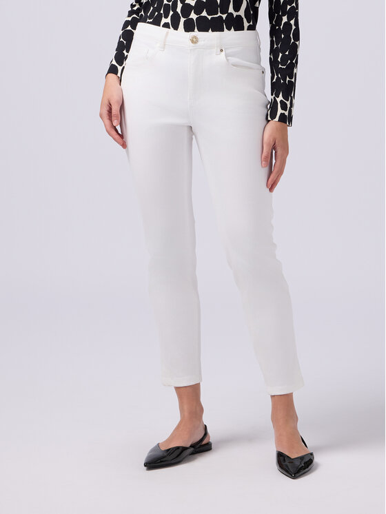 Oltre Oltre Spodnie materiałowe P784R008237N011 Biały Skin Fit