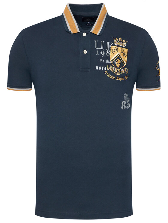 La Martina La Martina Polo majica QMPE30 PK001 Mornarsko modra Slim Fit
