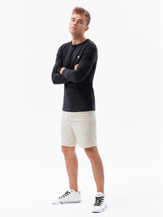 Ombre Ombre Longsleeve OM-LSCL-0102 Czarny Regular Fit