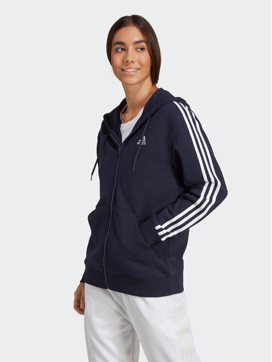 Női Pulóver adidas, Méret: S, Sötétkék, Essentials 3-Stripes IC9918