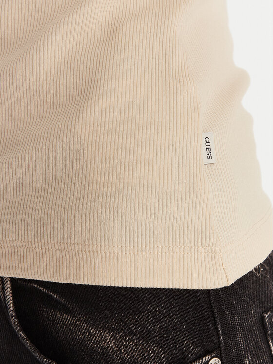Guess Jeans Guess Jeans Tričko W6RP21 KA0H1 Béžová Slim Fit