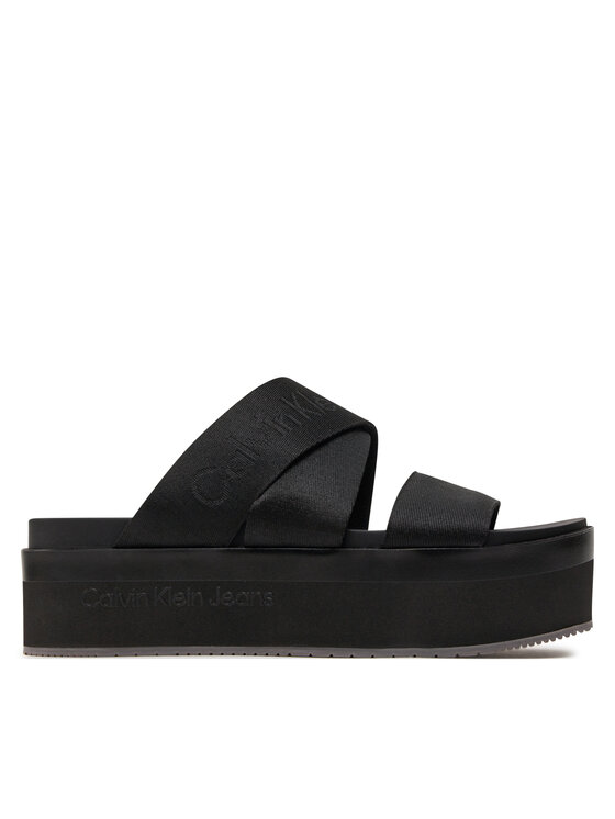 Calvin Klein Jeans Natikače Flatform Sandal Webbing In Mr YW0YW01361 Crna