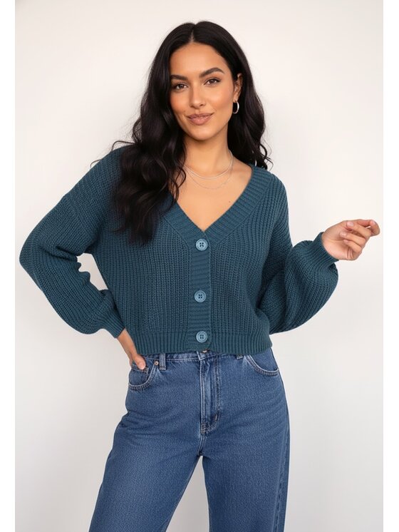 FIGL FIGL Kardigan M1263 Niebieski Regular Fit