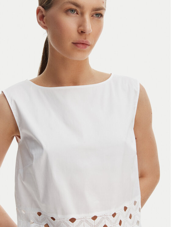 Max Mara Beachwear Max Mara Beachwear Top Maggio 2616161039 Weiß Regular Fit