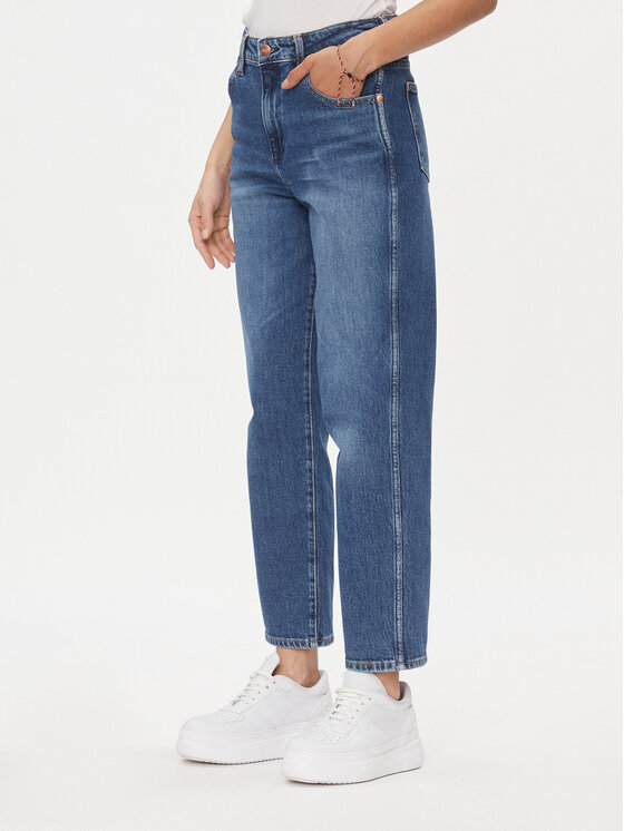 Wrangler Jeans hlače Mom Stright 112342835 Modra Regular Fit