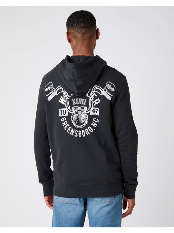Wrangler Wrangler Felpa BIKER HOODIE Nero Regular Fit
