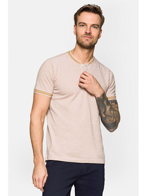 Lancerto Lancerto Polo Rafael Beżowy Regular Fit