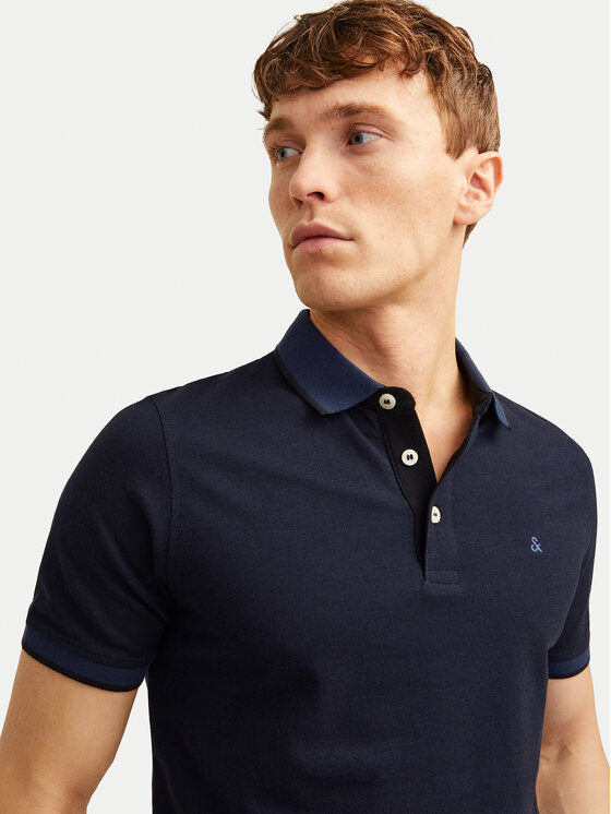 Jack & Jones Jack & Jones Polo Paulos 12136668 Granatowy Slim Fit