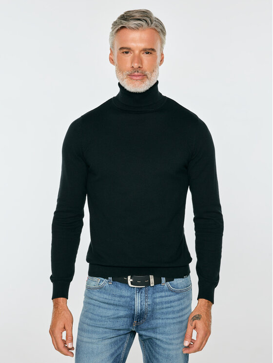 BIG STAR BIG STAR Sweter POLLEN Czarny Basic Fit