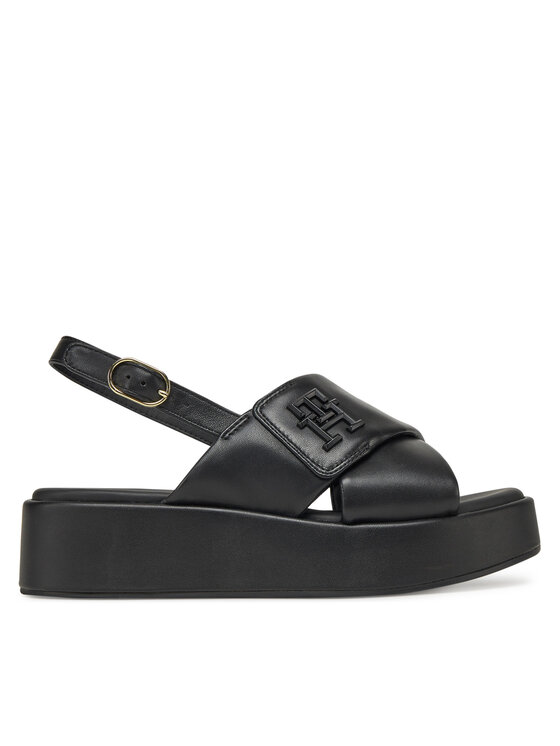 Tommy Hilfiger Tommy Hilfiger Sandale Th Logo Hw Padded Leather Sandal FW0FW08808 Crna