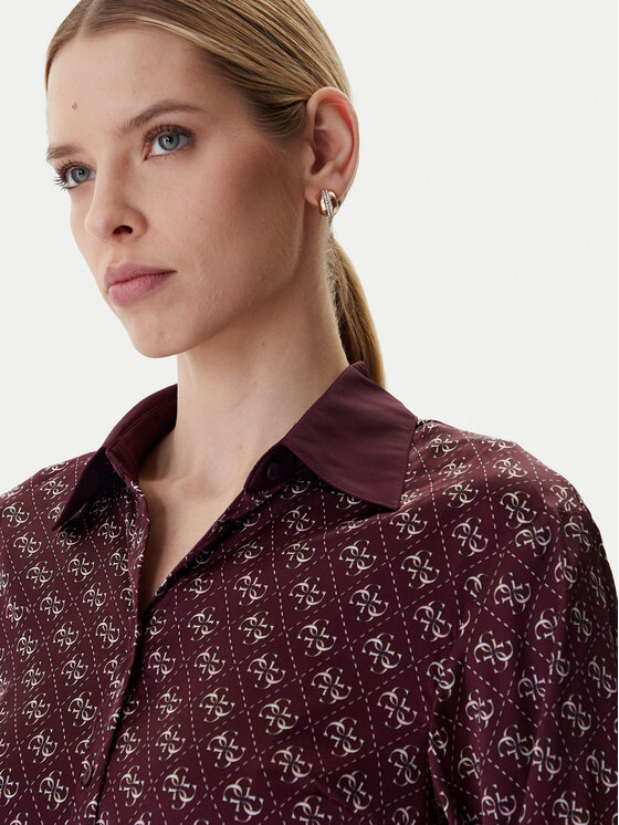 Guess Guess Košile W4YH47 WF1T2 Bordó Regular Fit