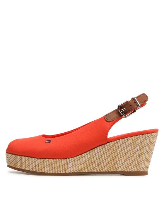 Tommy Hilfiger Tommy Hilfiger Сандали Iconic Elba Sling Back Wedge FW0FW04788 Оранжев