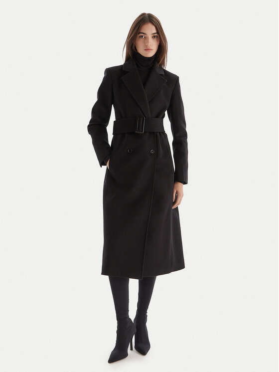 Patrizia Pepe Patrizia Pepe Gyapjú kabát 2O0195 A171 Fekete Regular Fit