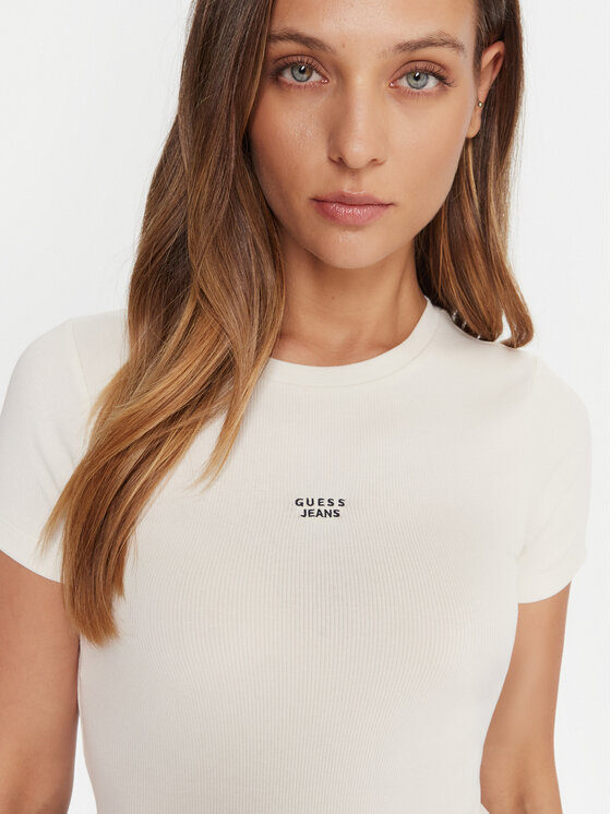 Guess Jeans Guess Jeans Тишърт W5BP45 KA0H1 Бежов Slim Fit