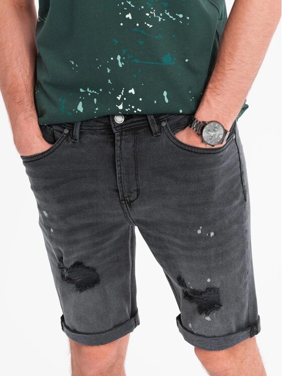 Ombre Ombre Szorty jeansowe OM-SRDS-0186 Szary Classic Fit
