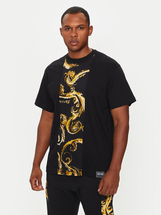 Versace Jeans Couture Tričko 77GAH612 JS388 Čierna Regular Fit