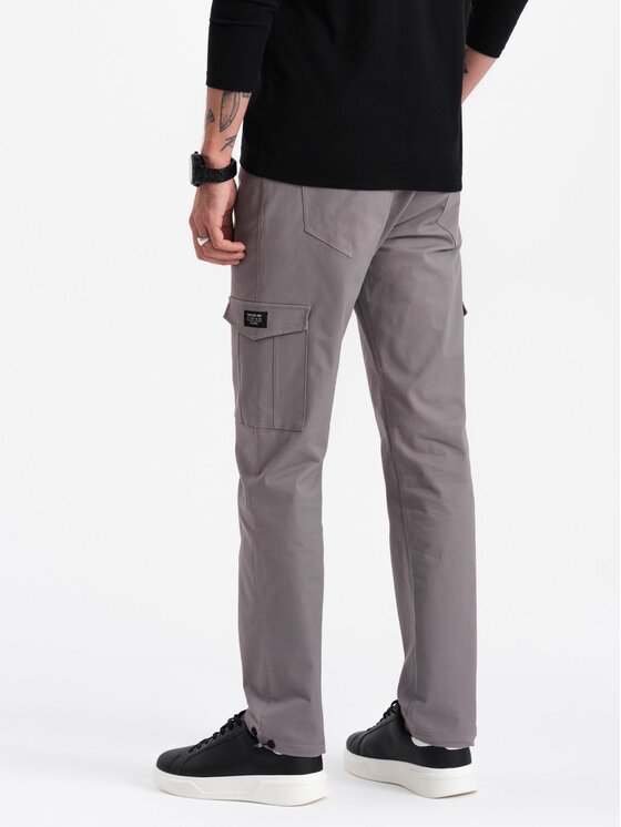 Ombre Ombre Kalhoty z materiálu OM-PACG-0189 Šedá Regular Fit