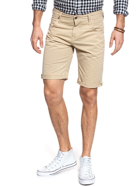 Mustang Mustang Pantaloncini di jeans CHICAGO SHORT Beige Slim Fit