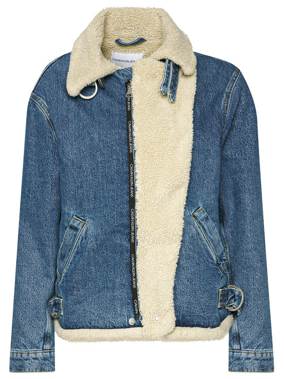 Calvin Klein Jeans Džinsinė striukė Biker J20J214566 Tamsiai mėlyna Regular  Fit • Modivo.lt