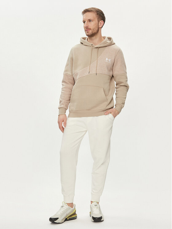 Under Armour Under Armour Technikai pulóver Ua Essential Flc Blocked Hd 1383070-299 Khaki Loose Fit