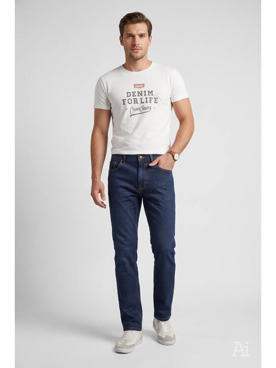 Cross Jeans Cross Jeans Jeansy C 132-213 Niebieski Straight Leg