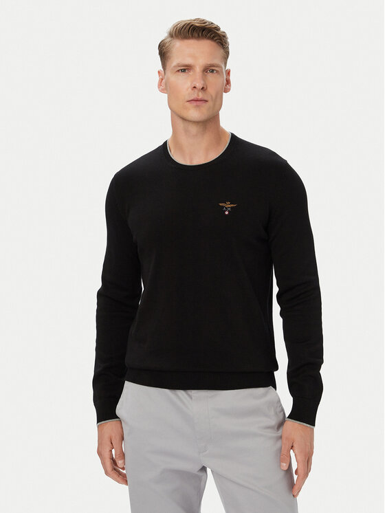 Aeronautica Militare Pulover 262MA1631UL00506 Negru Regular Fit