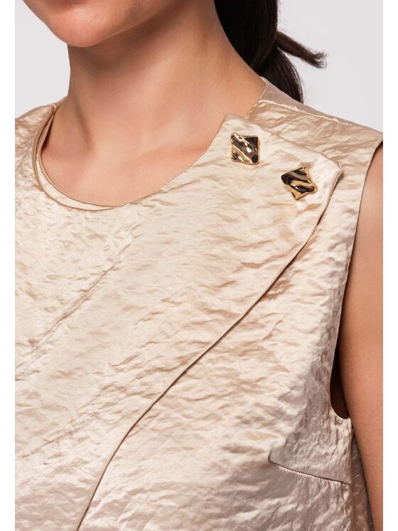 Ombre Ombre Bluzka OW-TS-E0004 Khaki Regular Fit