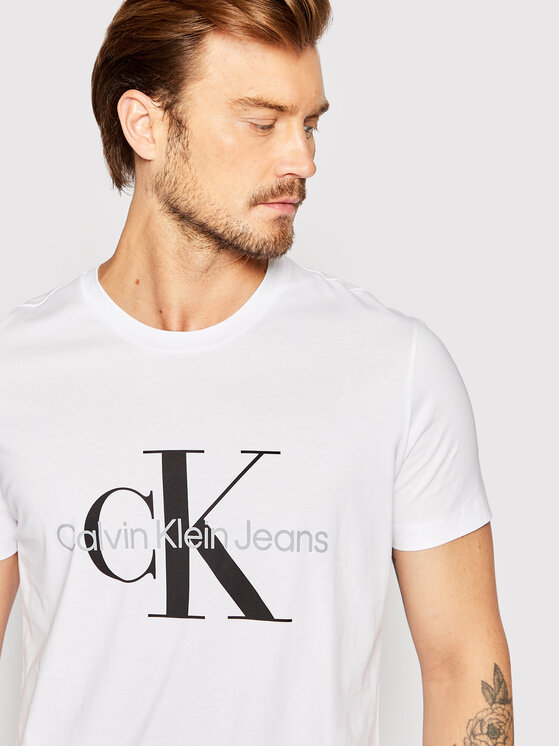 Calvin Klein Jeans T-shirt J30J320935 Bijela Slim Fit