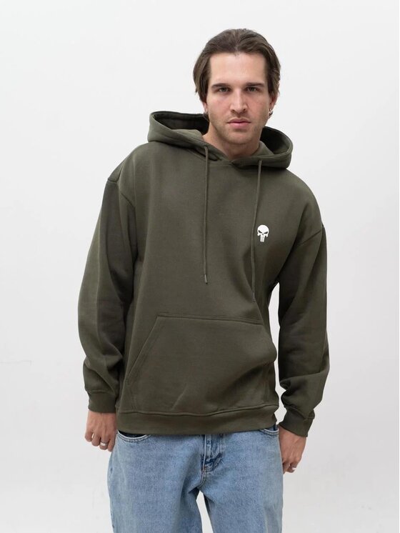 Marvel Marvel Bluza Punisher Oliwkowa Khaki Kangurka 131084 Zielony Oversize