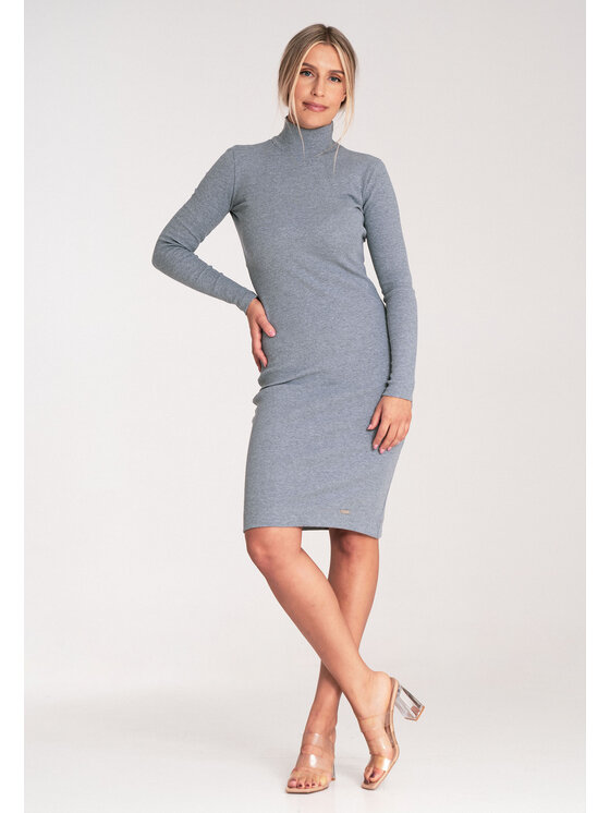 FIGL FIGL Úpletové šaty M1042 Šedá Slim Fit