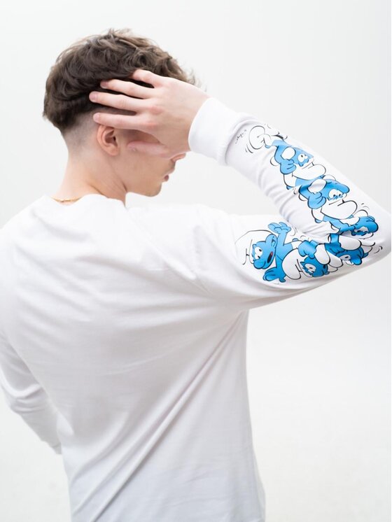Smerfy Smerfy Longsleeve Z Długim Rękawem 128796 Biały Regular Fit