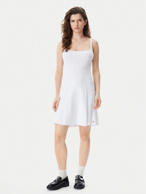 Calvin Klein Jeans Calvin Klein Jeans Rochie de zi J20J225269 Alb Slim Fit