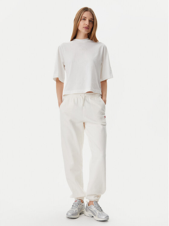 Tommy Jeans Tommy Jeans Spodnji del trenirke Script DW0DW20670 Écru Relaxed Fit